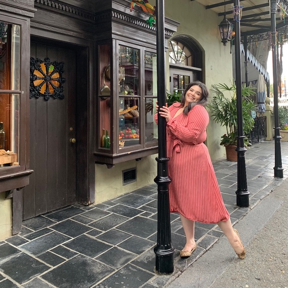 Time and Tru Pink Striped Wrap Dress Size XXL - Picture 2 of 6